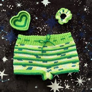 Crochet Multi Green Shorts